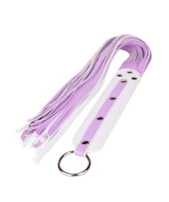 LinhaBDSM ChicoteLilasEBranco03 Dona Coelha Flogger Lilás e Branco - Linha BDSM